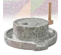 Hand Crank Stone Grain Mill, Natural Granite Manual Grinder, Traditional Corn Grinding Tool for Bread, Tortillas, Spices