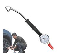 Hand Crank Tyre Inflator - Manual Air Pump Rod with Pressure Gauge, 0-220 PSI Quick Fill Nozzle Adapter, Multipurpose Inflation Tool for Cars Bikes SUVs Trucks | Roadside Use