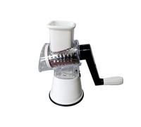 Hand-Crank Vegetable Slicer, Manual Rotary Cheese Grater with Strong Suction Base, Interchangeable Blades for Slicing Shredding Grinding, Suitable for Home Kitchen and Commercial Use-White