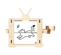 Hand Cranked Animation Machine - Wooden retro animation maker | Wood STEM science kit - DIY Hand Crank Movie Machine Model for Kids Homeschool Experiments Creative Learning Play