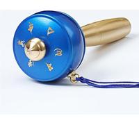 Hand-cranked chakra wheel, Tibetan mini household portable eight auspicious copper six characters hand-cranked chakra wheel(Blue)