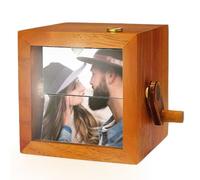Hand-Cranked Custom Photo Flipbook with Light, Personalized Wooden Animation Frame, Ideal Gift for Couples, Family, Christmas, Valentine's Day