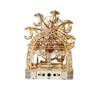 Hand Cranked Ferris Wheel 3D Wooden Puzzle,Self Assembly Jigsaws Model Build,DIY Craft Brain Teaser Toys,Home Desk Ornament,Creative Decorative Gift