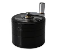 Hand Cranked Herb Grinder, 63mm Zinc Alloy Hand Crank Grinder for Spice and Herb, Black Manual Grinder with 0.11inch Holes, Durable and Efficient, Perfect for Travel, Camping, or Daily Kitchen Use