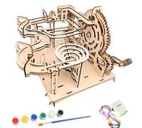 Hand Cranked Marble Run Wooden Model Kits, 3D Wooden Puzzles for Adults & Teens, 3D Puzzle Model Building Wood Mechanical Assembly Construction Craft Kits