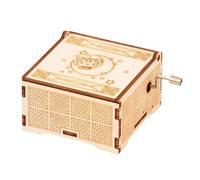 Hand Cranked Music Box 3D Wooden Puzzle,Self Assembly Jigsaws Model Build,DIY Craft Brain Teaser Toys,Home Desk Ornament,Creative Decorative Gift