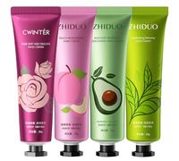 Hand Cream Gift Set, 4PCS Moisturizing Working Hand Cream for Very Dry Hands, Non-Greasy Hydrating Fruit Flower Flavour Multipack Hand Care Lotion Set for Women Girls (Rose, Avocado, Green Tea, Peach)