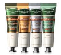 Hand Cream Gift Sets for Mens Women, 4PCS Mini Hand Cream Multipack for Very Dry Hands Working Hands, Non-greasy Moisturizing Nourishing Hand Moisturiser (Sandalwood, Rose, Peach, Tea)