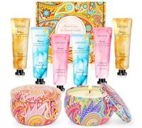 Hand Cream & Scented Candles Gift Set, Soy Wax Aromatherapy Candles, Non-greasy Nourishing Hand Lotion, Gifts for Women, Friends, Teachers, Bridesmaid, Birthday, Christmas, Valentine's, Mothers Day