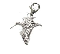 Hand Creations b10 Woodcock on a Sterling Silver 925 hoop & Trigger LOBSTER Clasp charm perfect to add onto jewellery zips bags necklaces bracelets etc