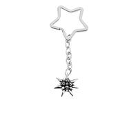 Hand Creations C21 Small Edelweiss fine English Pewter on a star shaped split ring Keyring