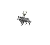 Hand Creations D22 Border Collie on a Sterling Silver 925 hoop & Trigger LOBSTER Clasp charm perfect to add onto jewellery zips bags necklaces bracelets etc