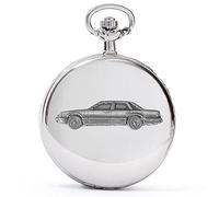 Hand Creations refA30 Senator Saloon 4 Door 3D Pewter Effect Car Design on a Polished Silver case Men's Gift Quartz Pocket Watch fob