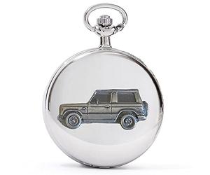 Hand Creations RefA32 Mits Pajero Shogun Series 1 3D Pewter Effect Car Design on a Polished Silver case Men's Gift Quartz Pocket Watch fob