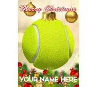 Hand Creations Tennis Ball Bauble Merry Christmas Greeting Personalised Card A5 Any Name B240, Multi