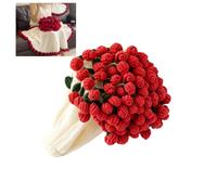 Hand-crocheted 3D rose knitted blanket, soft decorative lap throw with handmade lace, a romantic gift blanket, perfect for Valentine's Day, Mother's Day, birthdays, and Christmas (red)