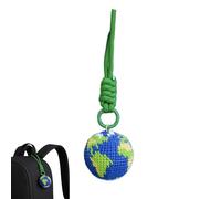 Hand Crocheted Earth Globe Keychain, Rope Woven Ball Keyring, Save The Planet Inspirational Gift, Eco Friendly Classroom Decor, for Backpack, Car Rearview Mirror, Bag Charm & Key Accessory (1, A)