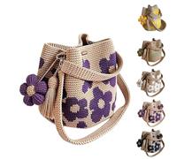 Hand-crocheted floral tote bag, perfect for summer beach days and everyday commuting. Bohemian style floral weaving, versatile for everyday wear.