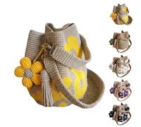 Hand-crocheted floral tote bag, perfect for summer beach days and everyday commuting. Bohemian style floral weaving, versatile for everyday wear.