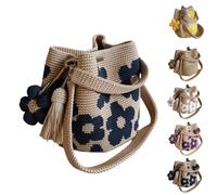 Hand-crocheted floral tote bag, perfect for summer beach days and everyday commuting. Bohemian style floral weaving, versatile for everyday wear.