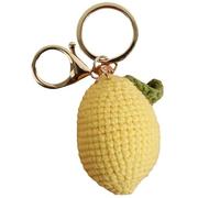 hand-Crocheted Fruit Keychain, Knitted Keychain, Nordic Style Gift, Mother's Day Gift for Best Friends, Birthday Gift, Car Key Charm (Lemon)