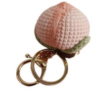 hand-Crocheted Fruit Keychain, Knitted Knitted Keychain, Nordic Style Gift, Mother's Day Gift for Best Friends, Birthday Gift, Car Key Charm (Peach)
