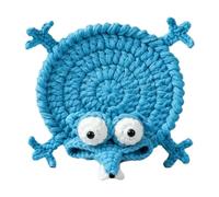 Hand-Crocheted Fun Squirrel Coasters Cute Knitted Cotton Drink Mats Heat-Resistant & Absorbent Insulated Coffee Cup Mats Charming Desk Decor Novelty Gift for Animal Lovers (Blue)
