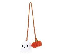 Hand-Crocheted Halloween Car Mirror Hanger: Cute Ghost Pumpkin Ornament for Vehicle, Home Party Decor | Safe Driving | Fade-Resistant Cotton | Essential Oil Scentable
