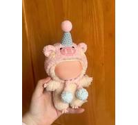 Hand-Crocheted Haute Couture Version, Labu Generation Three Generations 17cm Heart Macaron Vinyl face Change for (Piggy Hood)