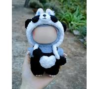Hand-Crocheted Haute Couture Version, Labu Generation Three Generations 17cm Heart Macaron Vinyl face Change for (Panda)