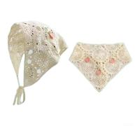 Hand Crocheted Headband Towel with Hollow Triangle Silhouette and Strawberry Jacquard for Styling Options (D)