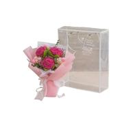 Hand-Crocheted Roses: Knitted Yarn Finished Flower Bouquet with Gift Box,Pink 1