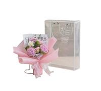Hand-Crocheted Roses: Knitted Yarn Finished Flower Bouquet with Gift Box,Pink 2