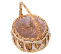 Hand Decor Wicker Rattan Flower Basket with Handle- 8.2in Flower Girl Baskets for Weddings- Small Woven Easter Basket Wicker Baskets for Decor and Shooting Props Wedding Décor