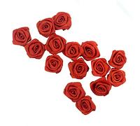 HAND® Deep Red Large Pretty Rose Ribbon Trims for Clothing, Accessory and Soft Furnishings Embellishment - 28 mm - Pack of 15