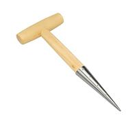Hand Dibber, Stainless Steel Bulb Planter, Handle Seed Sowing Tool with Ergonomic T-shaped Handle for Outdoor Garden Planting Seeds & Bulbs & Vegetable Flower (Wood, 1 PC)