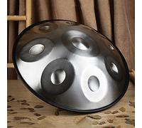 Hand Disc Drum in D Minor, 9 Tones Handmade Drum, 432Hz Handpan Drum Set with Bag, Handpan Mallet, Stand, for Sound Healing, Pressure Relief,Silver