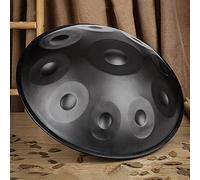 Hand Disc Drum in D Minor, 9 Tones Handmade Drum, 432Hz Handpan Drum Set with Bag, Handpan Mallet, Stand, for Sound Healing, Pressure Relief,Black