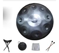 Hand Disc Drum Instrument, Hand Disc 9 Note D Minor Glucose Tone Steel Tongue Drummer Disc Yoga Meditation Beginner Instrument,Silver
