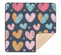 Hand Draw Cute Little Hearts Baby Play Mat for Floor, 127x127 CM Playpen Mat,Thicken Soft Non-Slip Tummy Time Mat for Toddlers and Infants