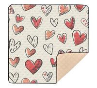 Hand Draw Heart Pattern Prints Baby Play Mat for Floor, 50x50 inch Playpen Mat,Thicken Soft Non-Slip Tummy Time Mat for Toddlers and Infants