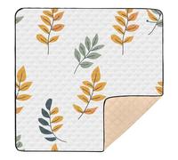 Hand Draw Leaf Prints Baby Play Mat for Floor, 50x50 inch Playpen Mat,Thicken Soft Non-Slip Tummy Time Mat for Toddlers and Infants