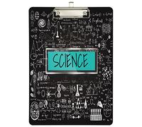 Hand Draw Mathematics Science Acrylic Clipboard with Low Profile Clip, A4 Standard Size 9" x 12.5" Wooden Clip Board for Students, Office,Teachers, School, Nurses