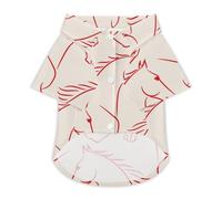 Hand Draw of Horses Lineart Dog Shirt Soft Breathable Dog T-ShirtSummer Buttons Clothes Breathable Pet Apparel Daily Wear L