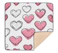 Hand Draw Pink Heart Theme Baby Play Mat for Floor, 127x127 CM Playpen Mat,Thicken Soft Non-Slip Tummy Time Mat for Toddlers and Infants