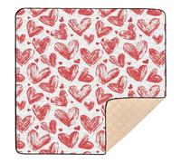 Hand Draw Red Hearts Baby Play Mat for Floor, 50x50 inch Playpen Mat,Thicken Soft Non-Slip Tummy Time Mat for Toddlers and Infants