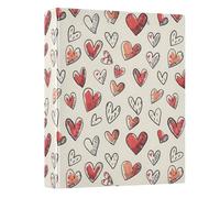 Hand Draw Simple Heart 3 Ring Binder 1.5 Inch Round Ring Binder View Binder Holds 200 Documents for Home School Office Use