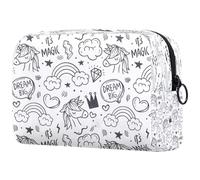 Hand Draw Unicorns Rainbow Cosmetic Bag for Women, Travel Toiletries Bags Large Makeup Handy Pouch Organiser Bag with Zipper