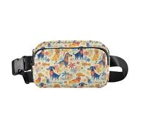Hand Drawing Camouflage Wavy Multipurpose Waist Pack Crossbody Bag with Adjustable Strap for Travel Shopping Running, Dachshund Dreams Of A Bone, One Size