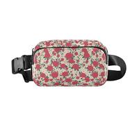 Hand Drawing Camouflage Wavy Multipurpose Waist Pack Crossbody Bag with Adjustable Strap for Travel Shopping Running, Floral Pattern Red Roses, One Size